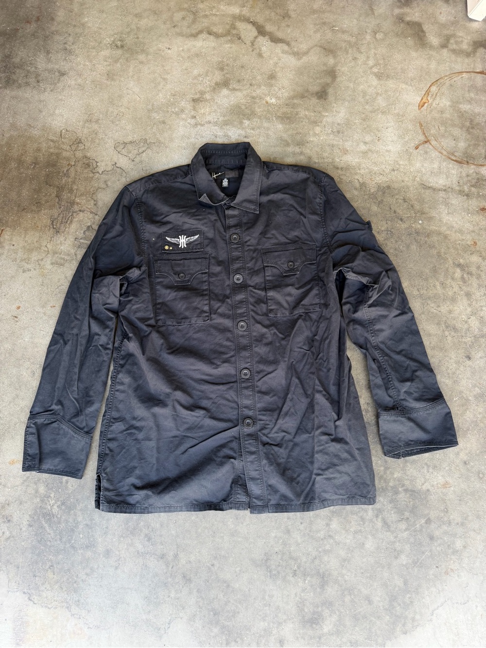 RARE Howe Fugitives Ride Motorcycle Grunge Long Sleeve Button Shirt Mens 2XL